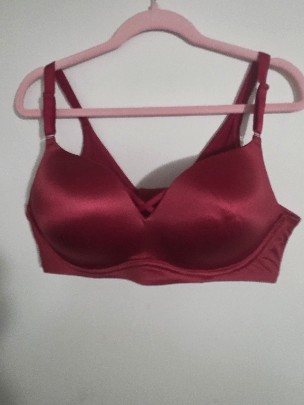 Torrid 44C No Wire Push Up Smooth Satin T-Shirt Bra in Deep Red